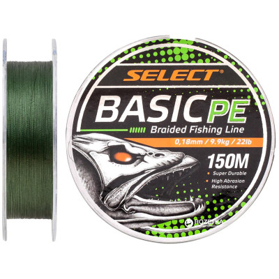 Шнур Select Basic PE 150m Dark Green 0.18mm 22lb/9.9kg (1870.18.25) Винница - изображение 1