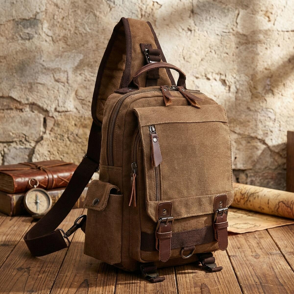 Сумка-рюкзак на одне плече Vintage 20142 Коричнева Київ - фото 11