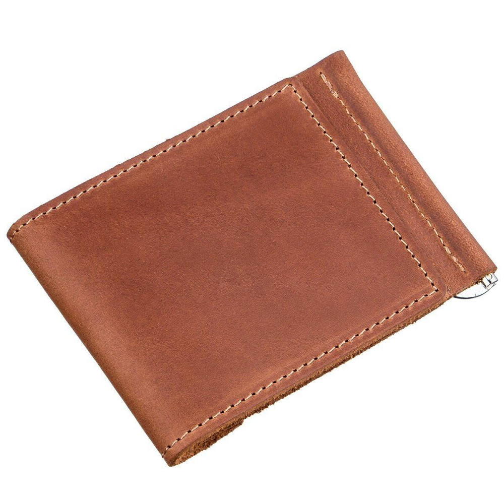 Компактный зажим для денег винтажный GRANDE PELLE 11239 Рыжий Киев - изображение 2