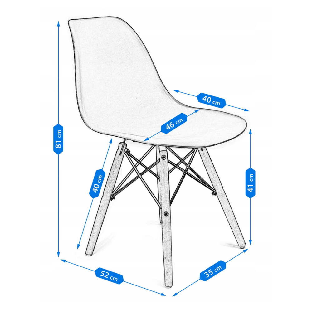 Стілець Eva Jumi у скандинавському стилі з дерев'яними ніжками білий Київ - фото 8