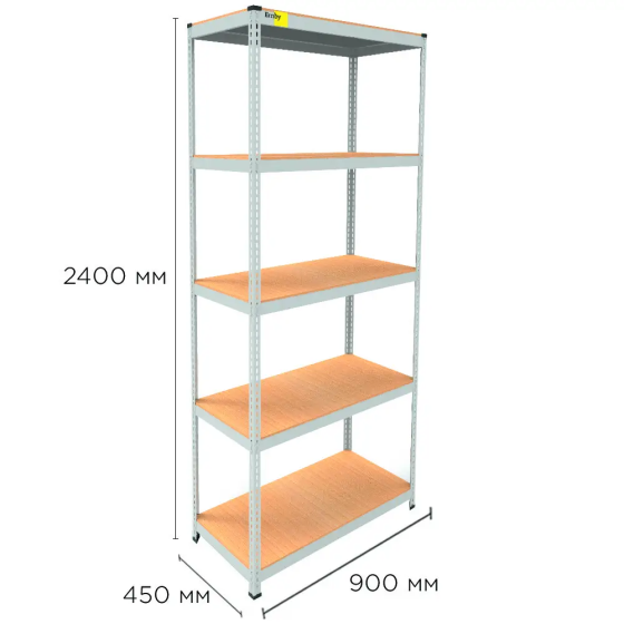 Металевий стелаж Emby Light Series (розмір 2400х900x450мм) 5 полиць ДСП до 100кг Білий Київ