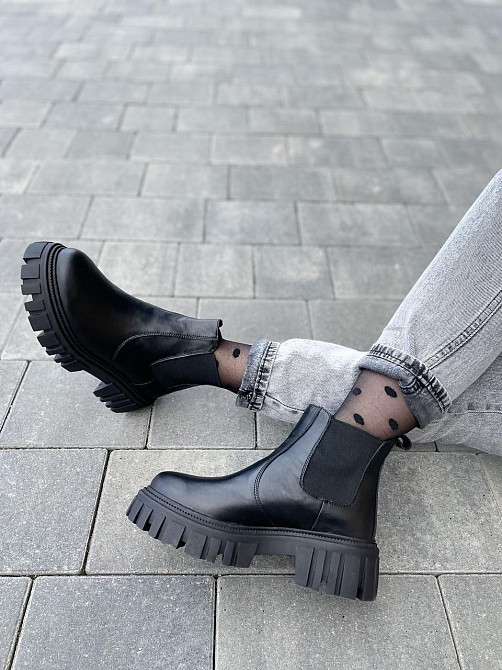 Жіночі черевики M.KRAFT чорні натуральна шкіра весна-осінь висота 12 см підошва 3/5 см (2033/2) Коломия - фото 1