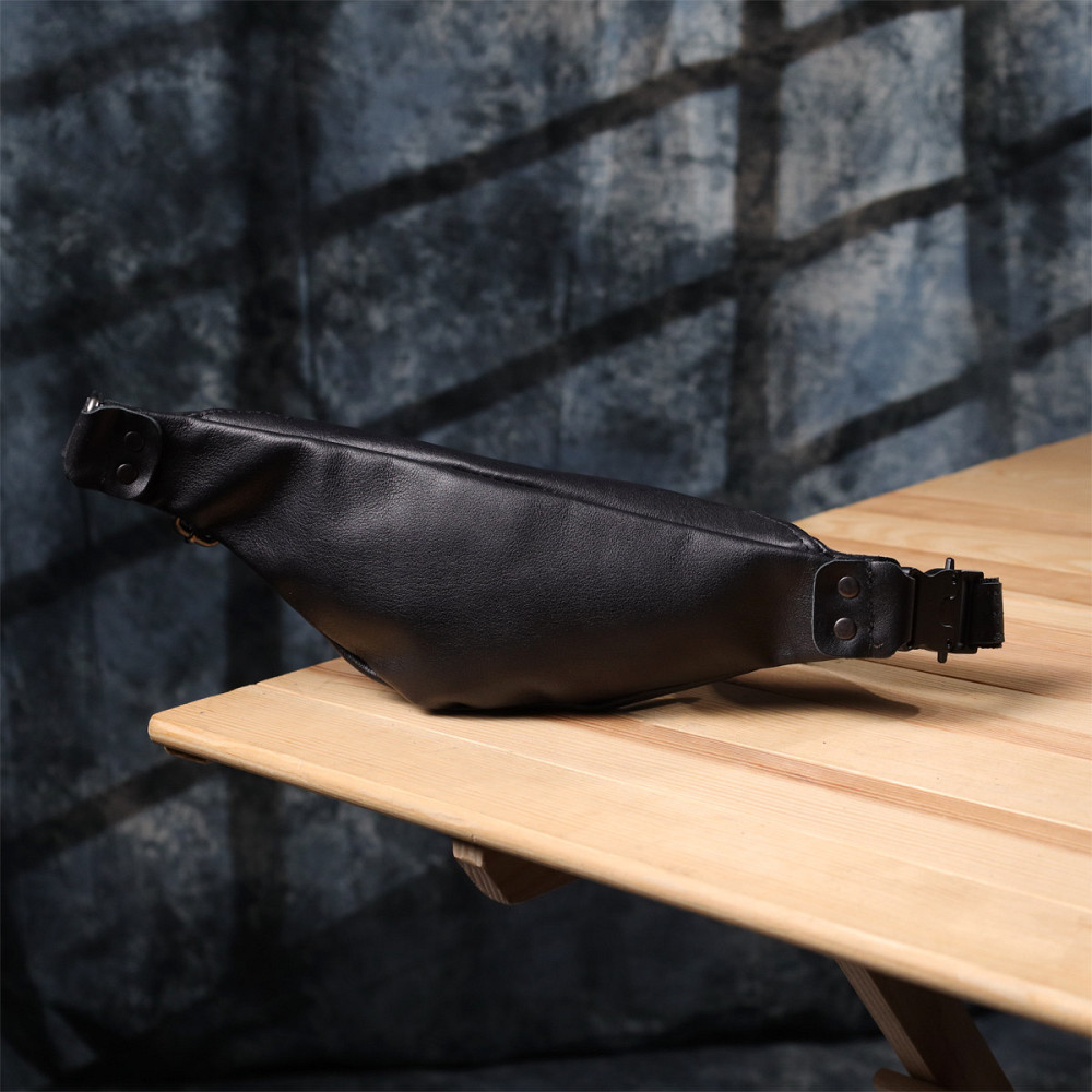 Сумка бананка для мужчин из гладкой натуральной кожи Shvigel 23134 Черный Киев - изображение 10