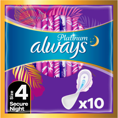 Гігієнічні прокладки Always Platinum Secure Night (Розмір 4) 10 шт. (8001841449906) Вінниця - фото 1