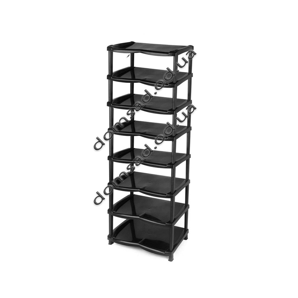 Полиця для взуття чорна "Нормал" на 8 ярусів 132х48х33 R-Plastic Одеса - фото 1