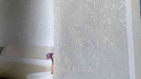Шпалери вінілові на флізеліні Grandeco Anita1,06х10 гілки квіти еко-стиль бежево-сірі Київ