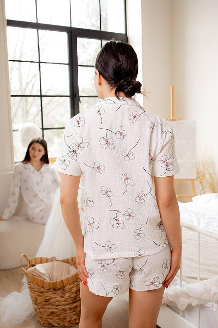 Жіноча піжама з шортами муслінова Квіти XL Харків - фото 5