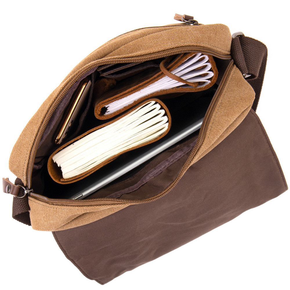 Сумка почтальонка текстильна Пісочна (Vintage) Київ - фото 7