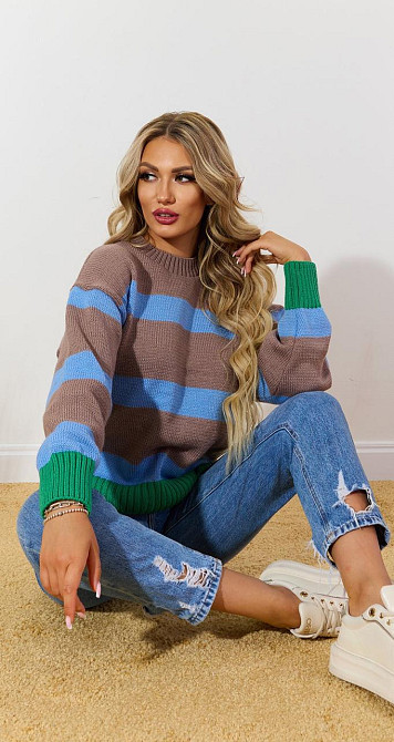 Стильний светр у смужку (46-48) Київ - фото 4