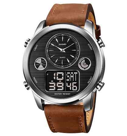 Мужские спортивные часы Skmei 1653 (Коричневые с серебристым) Киев