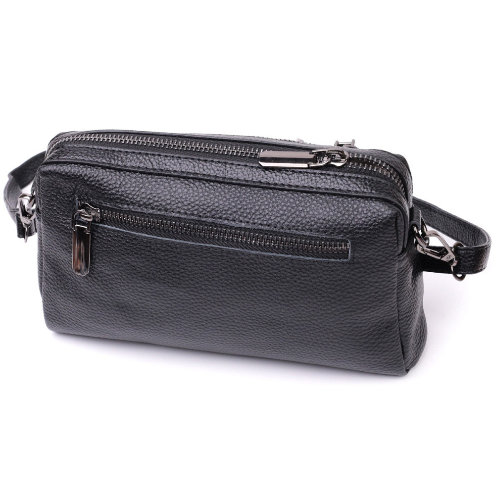 Жіноча сумка-клатч із м'якої натуральної шкіри Vintage 22375 Чорна Київ - фото 2