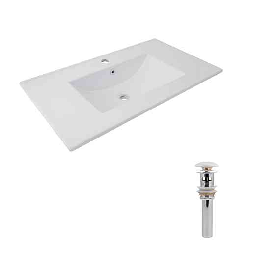 Комплект Albatross: Раковина врезная мебельная 820x460x180 мм, White, прямоугольная + Донный клапан Pop-up PU02O Киев