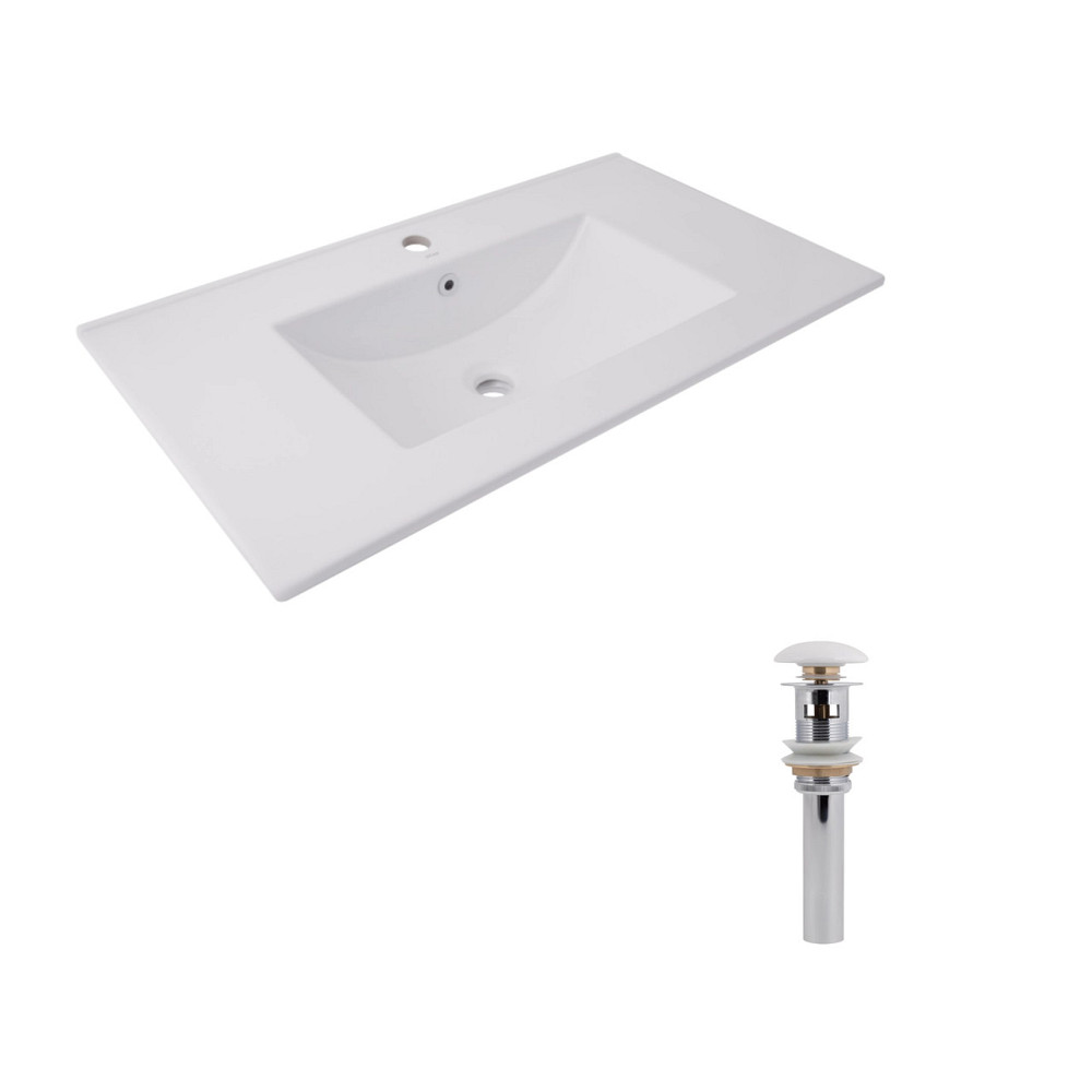 Комплект Albatross: Раковина врізна меблева 820x460x180 мм, White, прямокутна + Донний клапан Pop-up PU02O Київ - фото 1