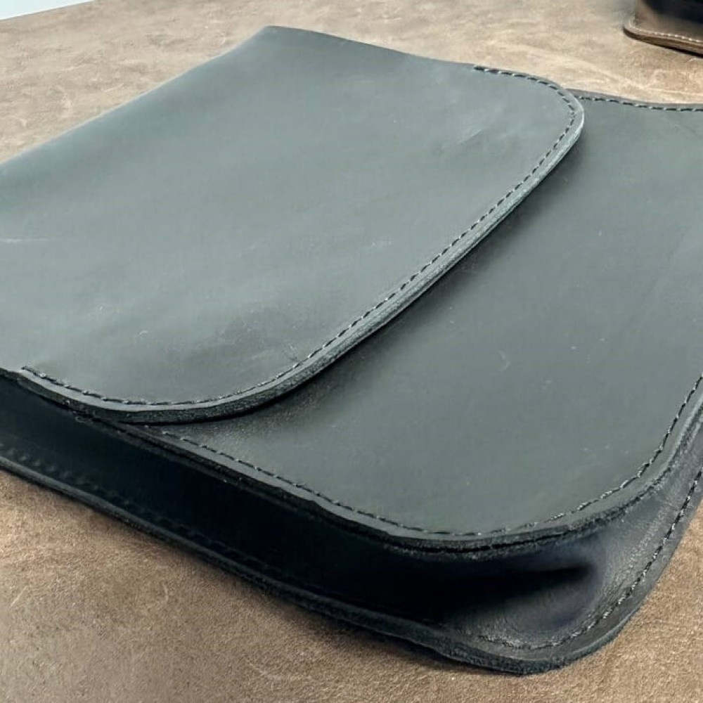 Сумка через плече чоловіча чорна Майамі, сумка месенджер чоловіча 20*24*4 см з широким ремінцемMasterSem Київ - фото 4