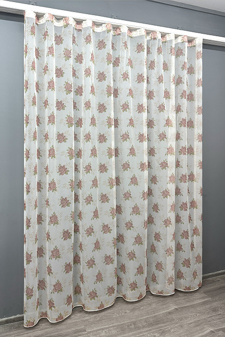 Тюль VR-Textil 1808т Шифон с принтом Белый с пудровым 300х270 см (40-643) Киев - изображение 3
