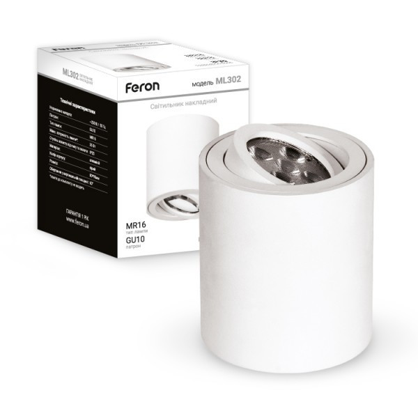 Точковий світильник стельовий накладний GU10 Feron ML302 білий Київ - фото 1
