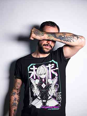 Футболка з аніме принтом Ваіфу Матеріал Аніме Аніме оверсайз (S/M/L) Чорний AnimeJ0332 Дніпро