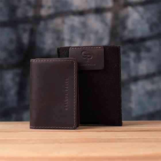 Стильная обложка на автодокументы в винтажной коже GRANDE PELLE 22873 Темно-коричневая Киев