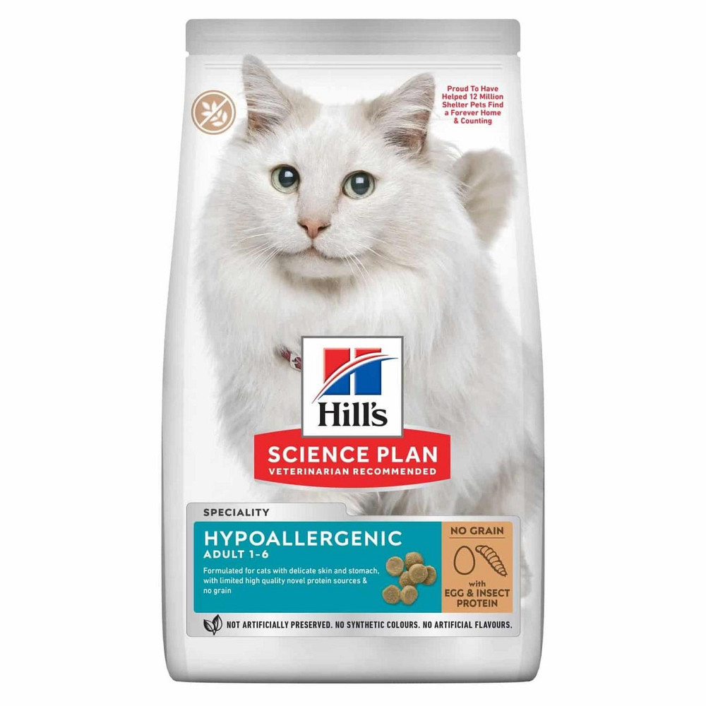 Сухий беззерновий корм для котів Хіллс Hills SP Adult Hypoallergenic з яйцем та комахами 1.5 кг Вінниця - фото 1