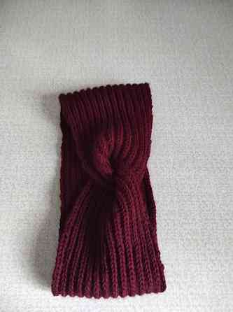 Пов'язка на голову в'язана жіноча, бордова топ Київ