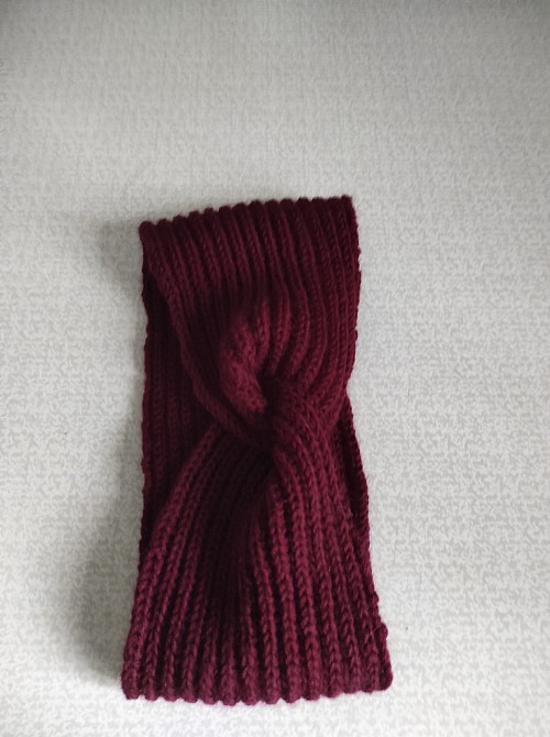 Пов'язка на голову в'язана жіноча, бордова топ Київ - фото 3