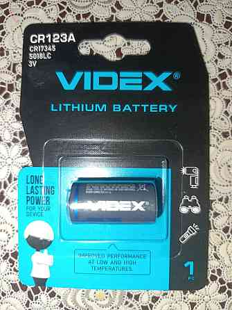 Батарейка Videx CR123A 3V літієва фотоелементна батарея для ліхтарів, сигналізацій та електронних пристроїв Харків