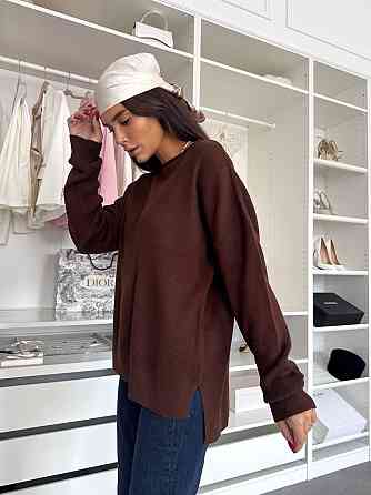 Жіночий базовий теплий повсякденний оверсайз светр 100% акрил Шоколад Одеса