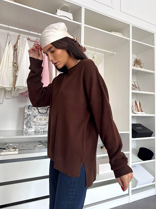 Женский базовый теплый повседневный оверсайз свитер 100% акрил Шоколад Одесса - изображение 3