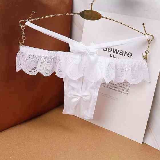 Трусики з розрізом та бантиками білі - розмір універсальний (на резинці) Київ