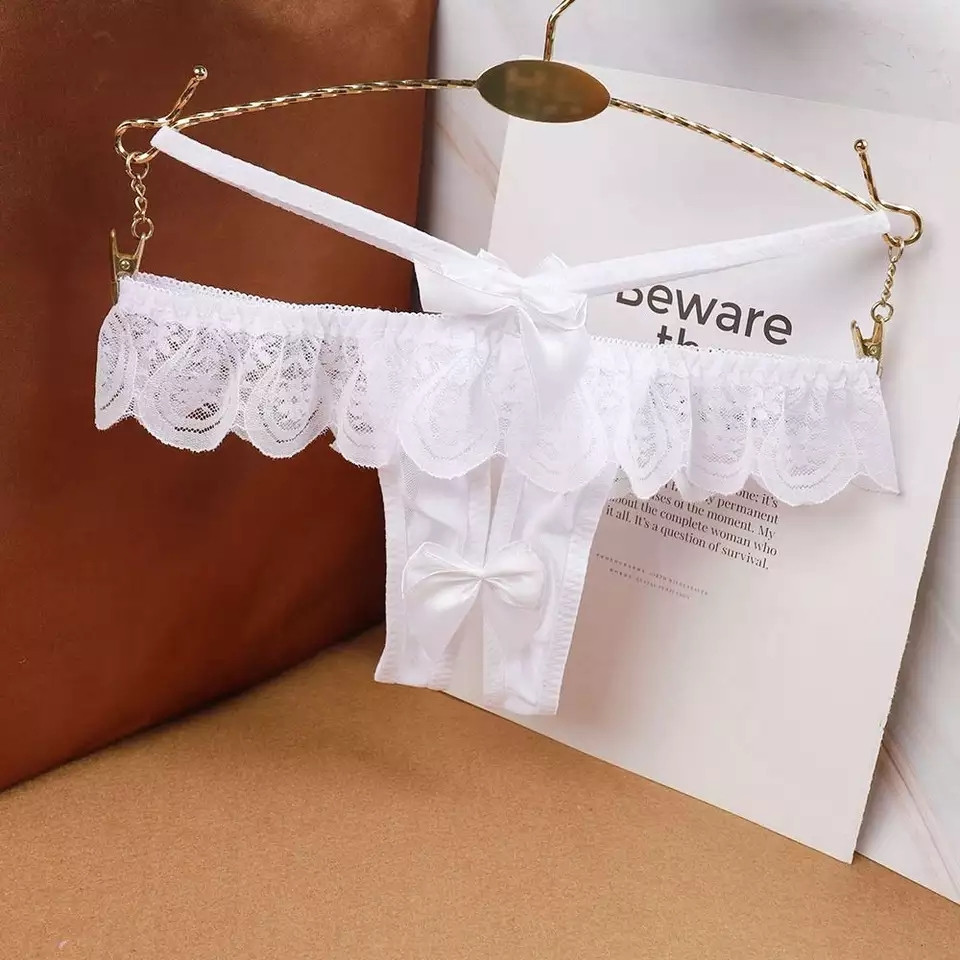 Трусы с интимным доступом и бантиками белые - размер универсальный (на резинке) Киев - изображение 1