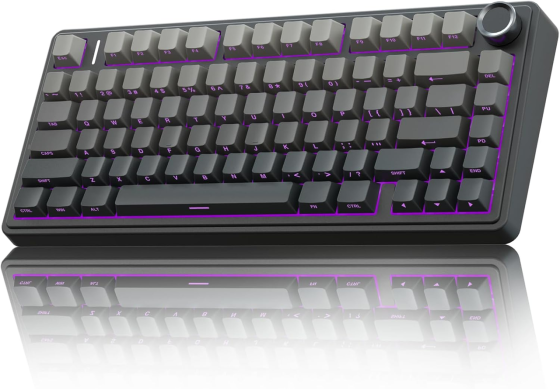 Беспроводная механическая клавиатура AULA F75 Black RGB — 75%, Hot-Swap, Bluetooth/2.4GHz/Type-C, Gasket Mount, Боковая гравировка Киев
