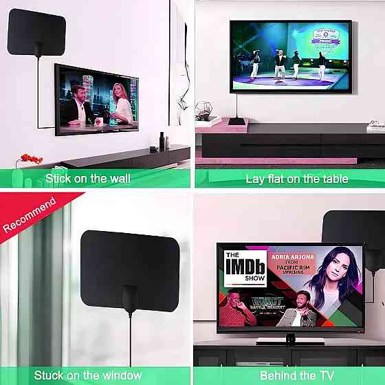 Кімнатна цифрова ТВ антена RESTEQ — пасивна антена з підтримкою 1080p, для прийому цифрового сигналу DVB-T / DVB-T2, кабель 3.7 м Київ