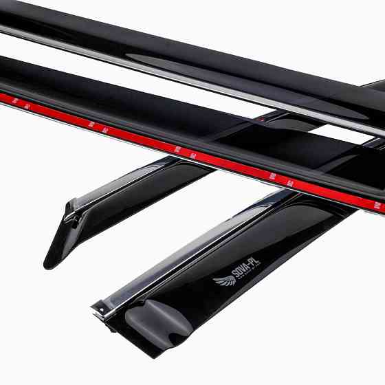 Дефлектори вікон (вітровики) з хром полосою Toyota RAV4 з 2019, 4шт, SOVA-PL, на скотчі Вінниця