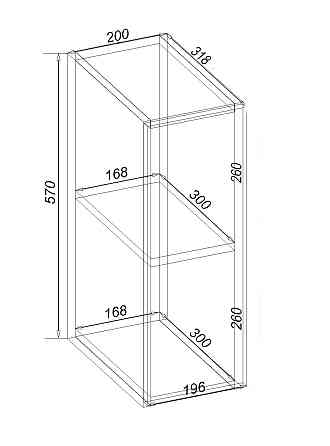 Полиця навісна К-17, Дуб Аппалачі, 200/318/570 Львів
