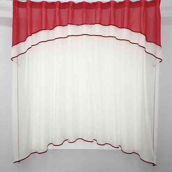 Кухонная гардина VR-Textil № 036к арка молочный с красным 280х170 см (52-0243) Киев