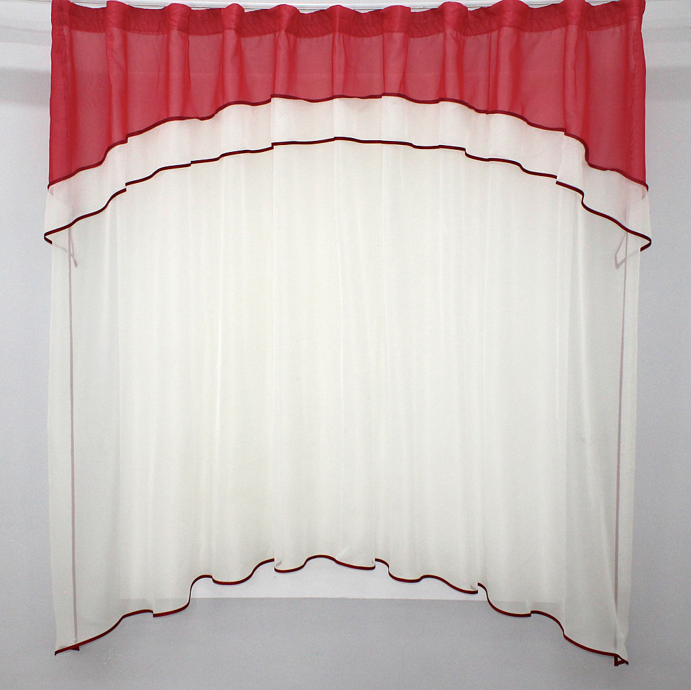 Кухонная гардина VR-Textil № 036к арка молочный с красным 280х170 см (52-0243) Киев - изображение 1