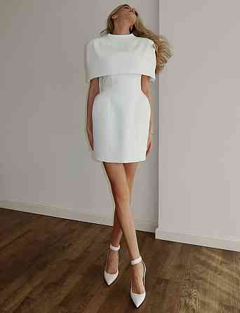 Женский привлекательный вечерний костюм платье + накидка костюмка 44/46, Молочный Одесса