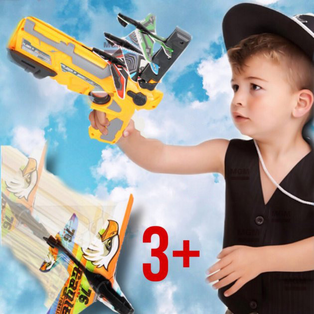 Дитячий іграшковий пістолет з літачками Air Battle катапульта з літаючими літаками (AB-1). Колір: жовтий EP-67 Львів - фото 8