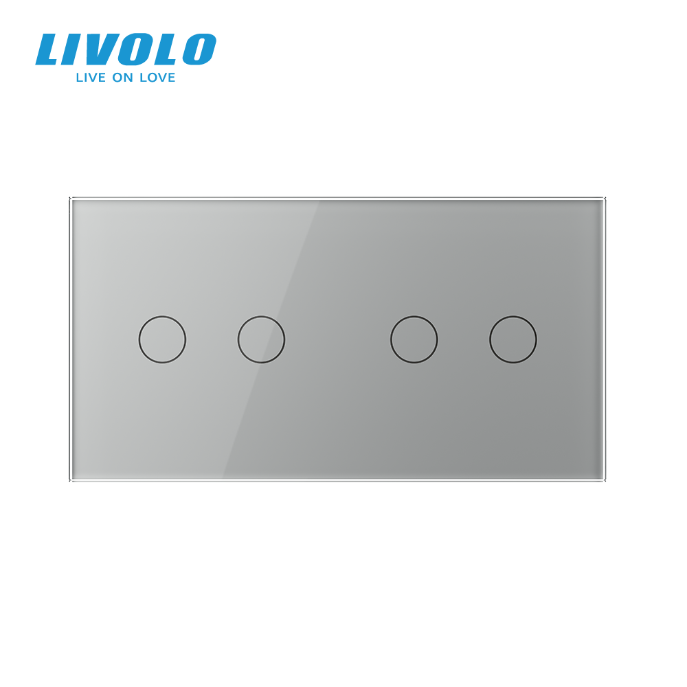 LIVOLO Сенсорний прохідний/перехресний вимикач 4 сенсора (2-2) LIVOLO сірий матове скло Коломыя - изображение 2