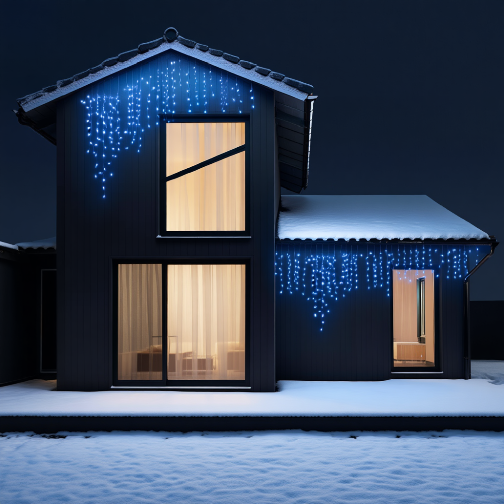 Новорічна гірлянда вулична Бахрома 6 м 105 LED білий провід Синій 6МWBL Коломия - фото 3