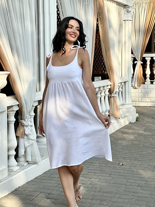 Летнее платье сарафан из муслина на бретельках Caramel 54-56, Белый Киев - изображение 10