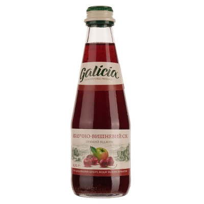 Сок Galicia Яблочно-вишневый прямого отжима неосвещенный 300 мл с/б (4820209560138) Винница - изображение 1