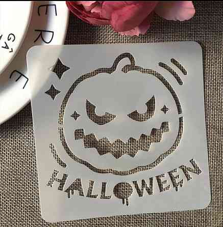 Трафарет на Хеллоуин Тыква 13 на 13 см серый Киев