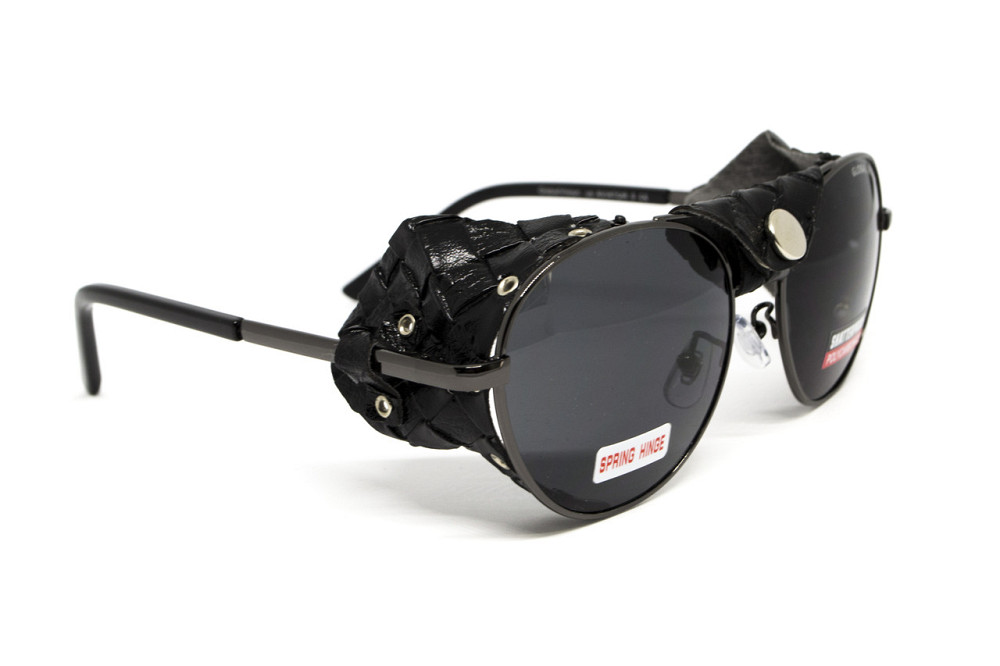 Окуляри захисні Global Vision Aviator-5 GunMetal (gray), сірі в темній оправі зі з'ємним ущільнювачем із синтетичної "шкіри" Київ - фото 6