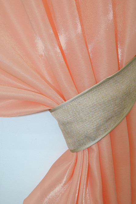 Кухонные шторы VR-Textil № 073к с ламбрекеном и подхватами персиковый с бежевым 270х170 см (52-0210) Киев - изображение 3