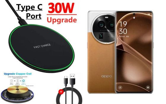 Бездротовий зарядний пристрій Copper до 30W для OPPO Find X6 Pro, USB-C, LED Київ