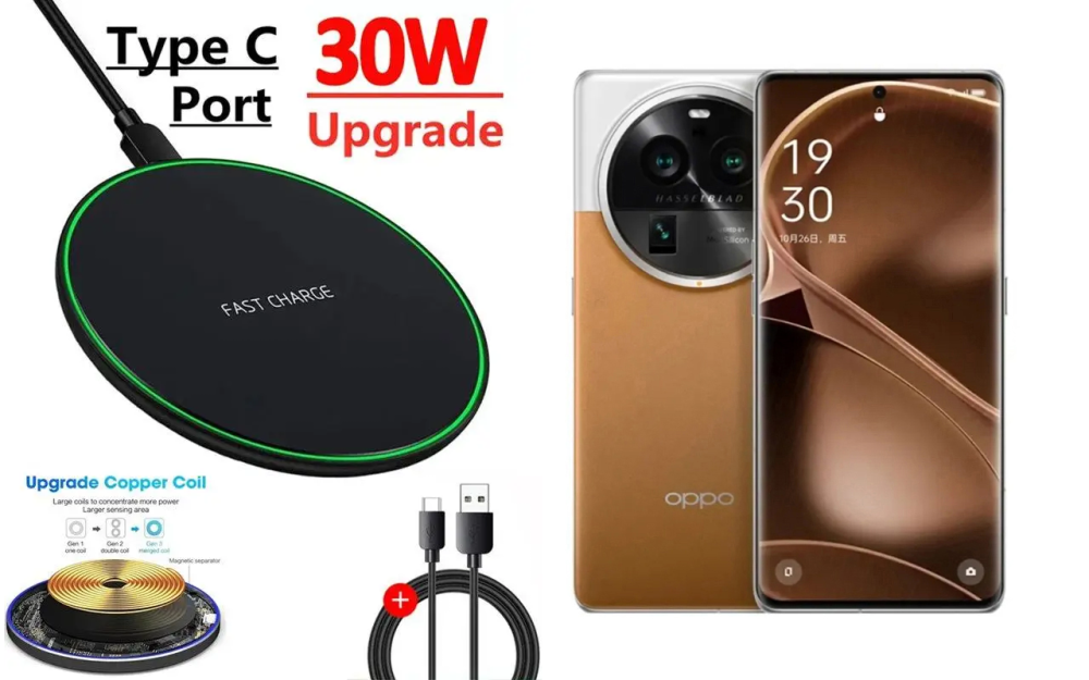 Бездротовий зарядний пристрій Copper до 30W для OPPO Find X6 Pro, USB-C, LED Київ - фото 5