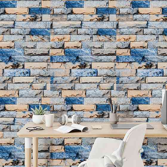 Самоклеючі шпалери 2800х500х1,5мм Синьо-жовта катиринославська цегла (D) SW-00001785 Київ