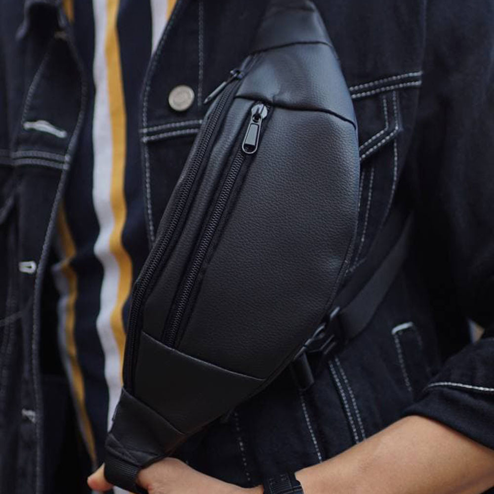 Сумка-бананка з ремінцем, Шкіряна сумка бананка на груди, Чоловіча шкіряна бананка середнього розміру CB-30 Львів - фото 9