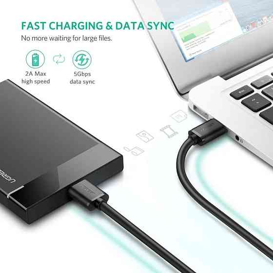 Кабель USB 3.0 - Micro USB Тип B Ugreen US130 (Чорний, 2м) Николаев